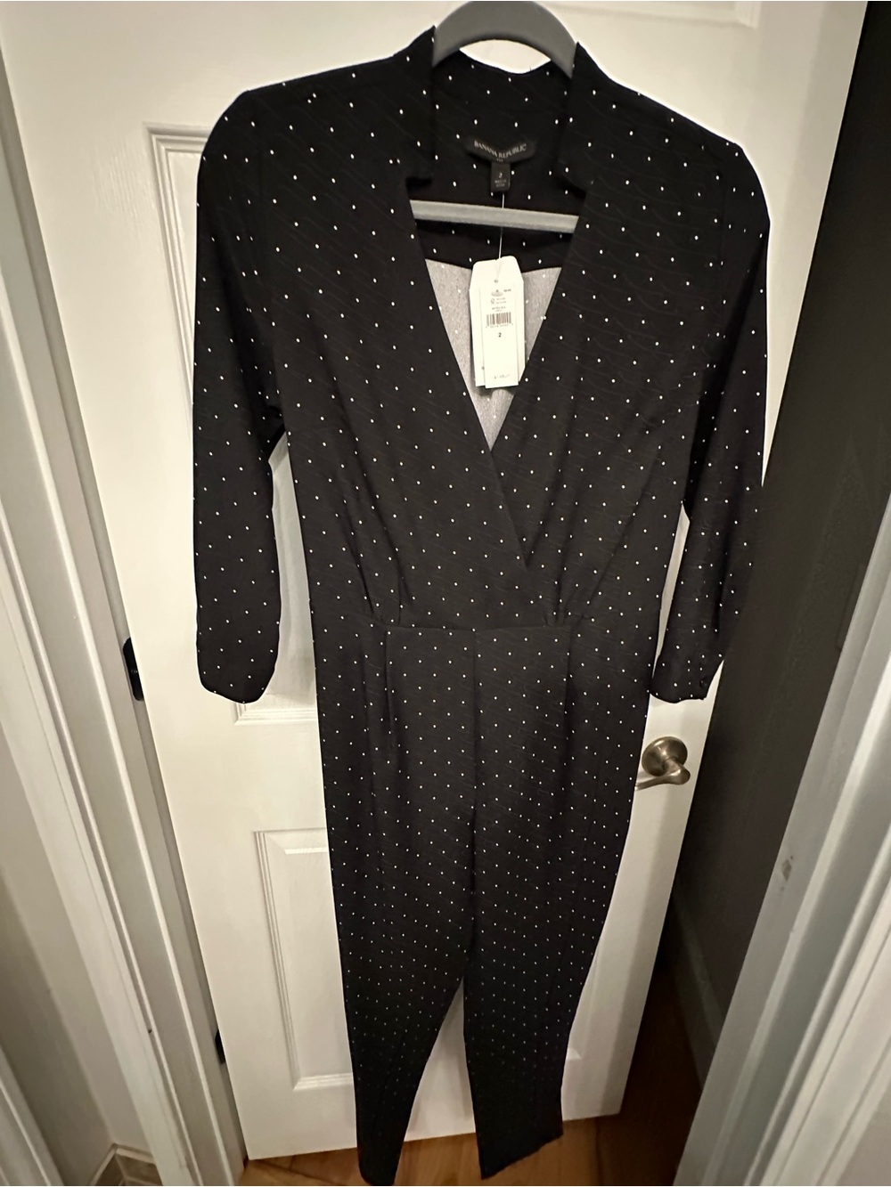 Banana Republic Black Polka Dot Wrap Jumpsuit NWT